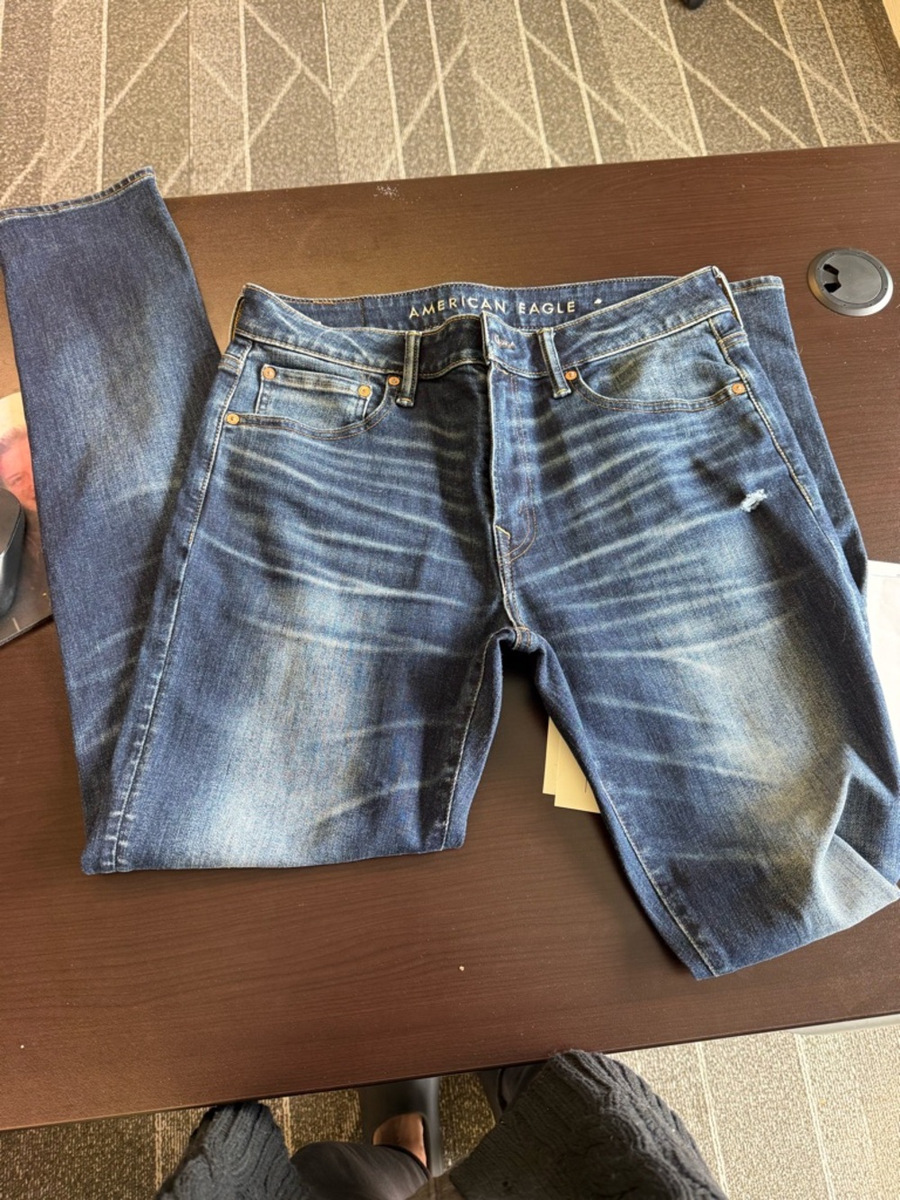 American Eagle Outfitters Men's Faded Blue Skinny Jeans